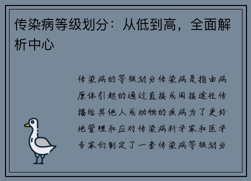 传染病等级划分：从低到高，全面解析中心